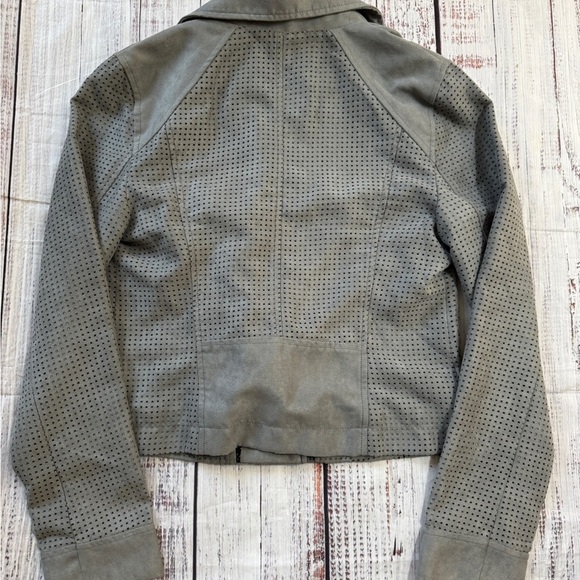 Anthropologie Hei Hei Vegan Gray Soft Moto Perforated Jacket Size Small - Picture 7 of 7